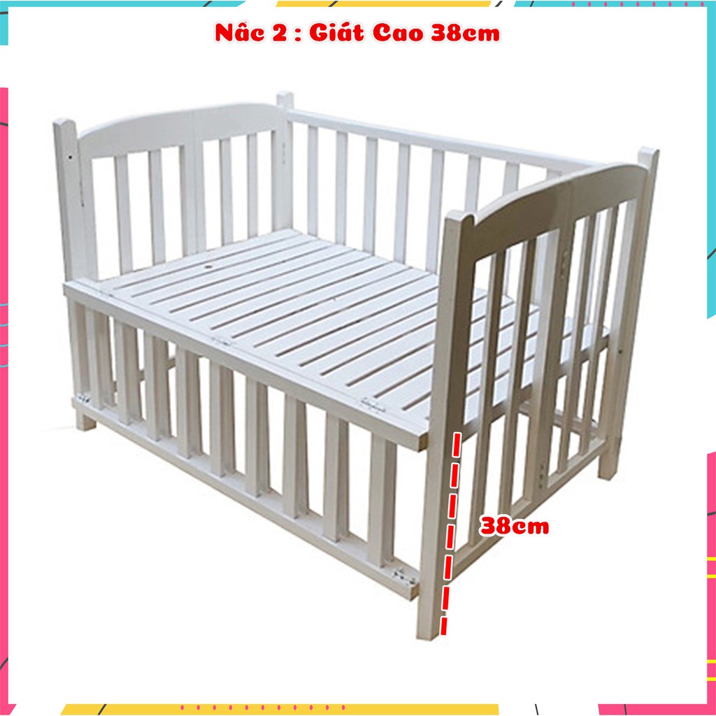 Nôi Cũi Gỗ Cho Bé KIDSSUN Chất Liệu Gỗ Quế Kích Thước [130x80x86cm] Chịu Lực Tới 100kg Tặng Bánh Xe BH 24 Tháng