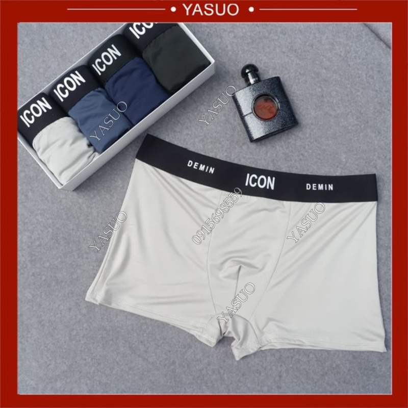 Quần sịp đùi nam thun lạnh, Quần lót nam boxer thun lạnh cao cấp co dãn 4 chiều đủ size đại tới 80kg - Yasuo