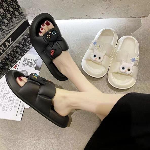 Dép bánh mì Chao có hình MÈO cho nam nữ siêu nhẹ đế cao 3cm