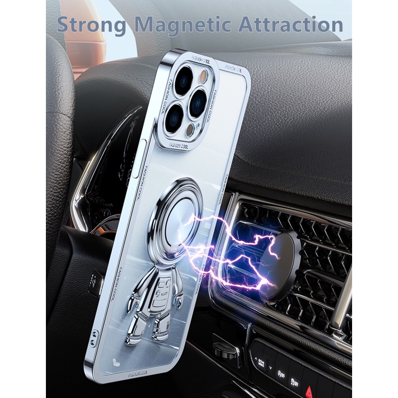 Ốp Điện Thoại Silicon Dẻo Tráng Gương Họa Tiết Phi Hành Gia Sang Trọng Chống Sốc Cho iPhone 13 12 11 Pro MAX XS MAX XR X 7 8 Plus
