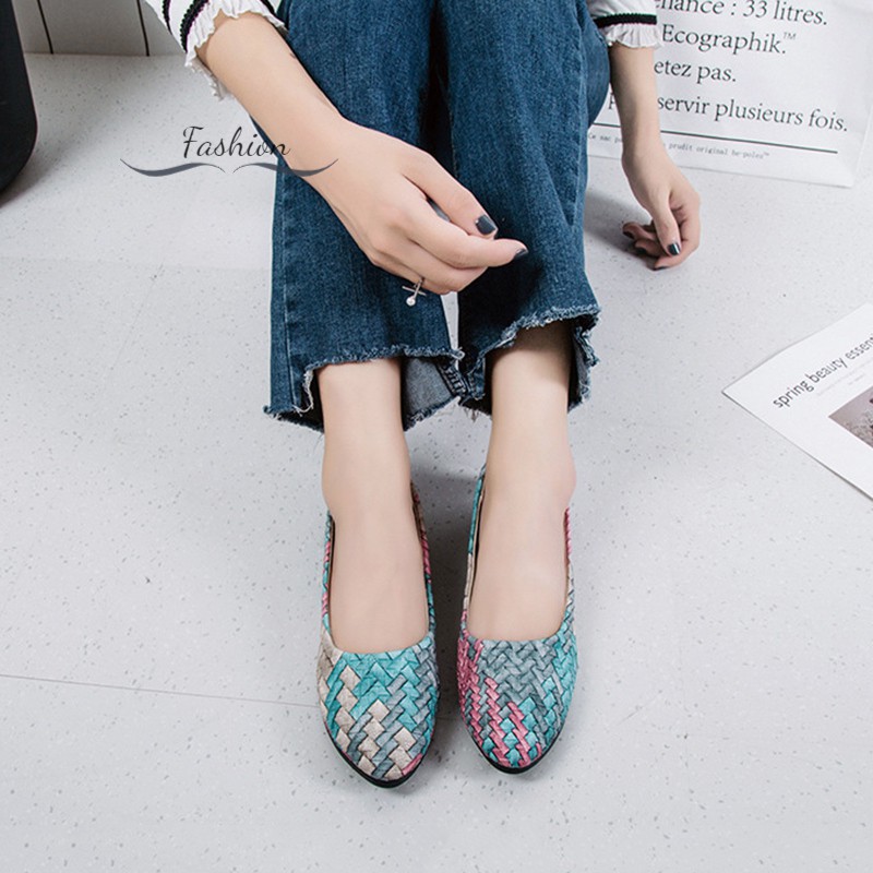 Ds Ladies Flat Shoes Shallow Mouth Color Matching Multicolor Casual Spring and Summer Shoes @vn