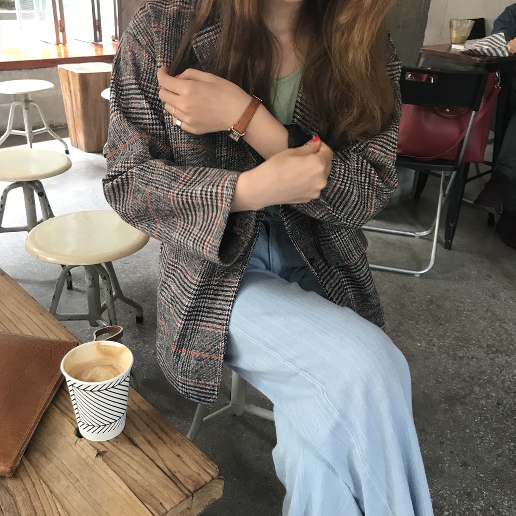 (ORDER) Áo blazer retro kẻ caro