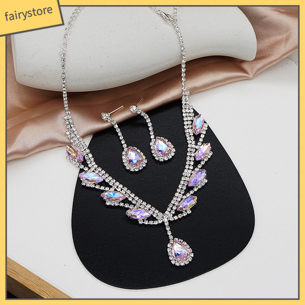 Bộ trang sức mạ đính đá lấp lánh kiểu dáng thời trang cho cô dâu