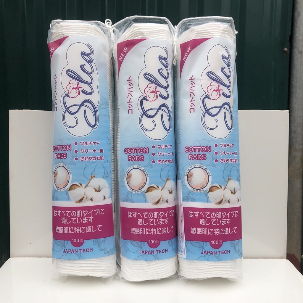 Bông tẩy trang tròn mỏng mềm mịn 100% cotton chất lượng tốt giá rẻ Silca 100 miếng