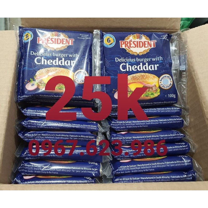 Phô mai lát cheddar president cục 100 g(6 lát dầy) hamburger | WebRaoVat - webraovat.net.vn