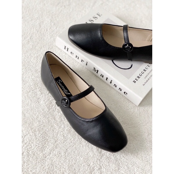 Giày Búp bê mũi tròn style vintage, chất da mềm đế êm chân 3088-2