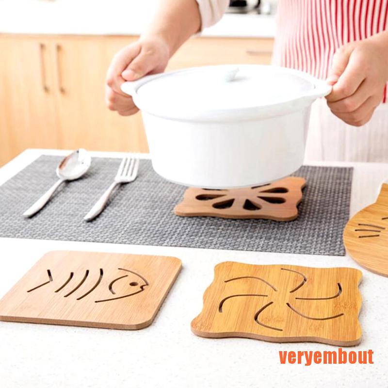 1 Đế Lót Nồi Bằng Gỗ Tre Dày Cách Nhiệt Chống Trượt Chống Bỏng Tiện Dụng