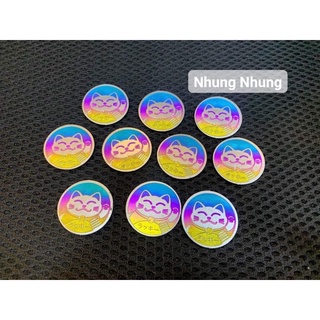 Tem logo titan mèo thần tài TITAN GR5 điện phân có sẵn keo 3M, tem mèo thần tài titan gắn nón bảo hiểm gắn xe trang trí