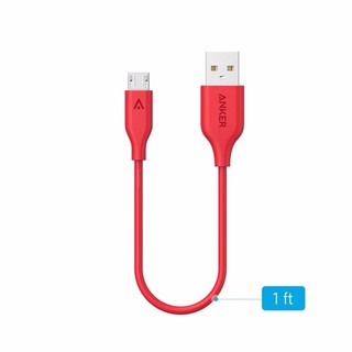 [Freeship toàn quốc từ 50k] Cáp sạc siêu bền ANKER Powerline Micro-USB 0.3m cho Android (Đỏ)