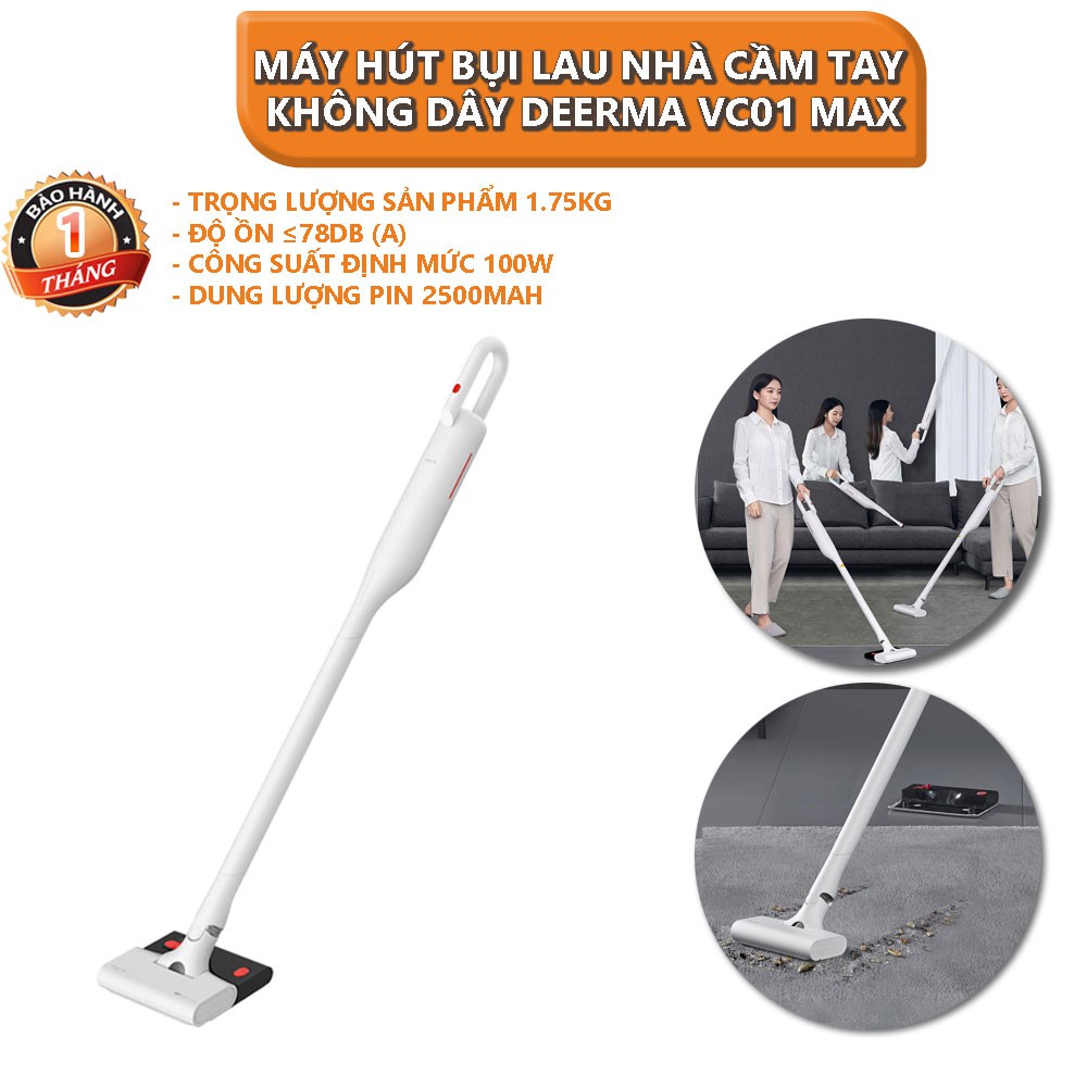 Máy hút bụi lau nhà cầm tay không dây Xiaomi Deerma VC01 Max - Bảo Hành 6 Tháng