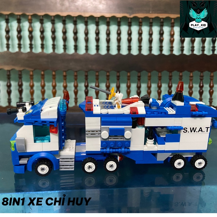 Lego xe cảnh sát đồ chơi lắp ráp robot, máy bay trực thăng, xe chỉ huy, cảnh sát đặc nhiệm