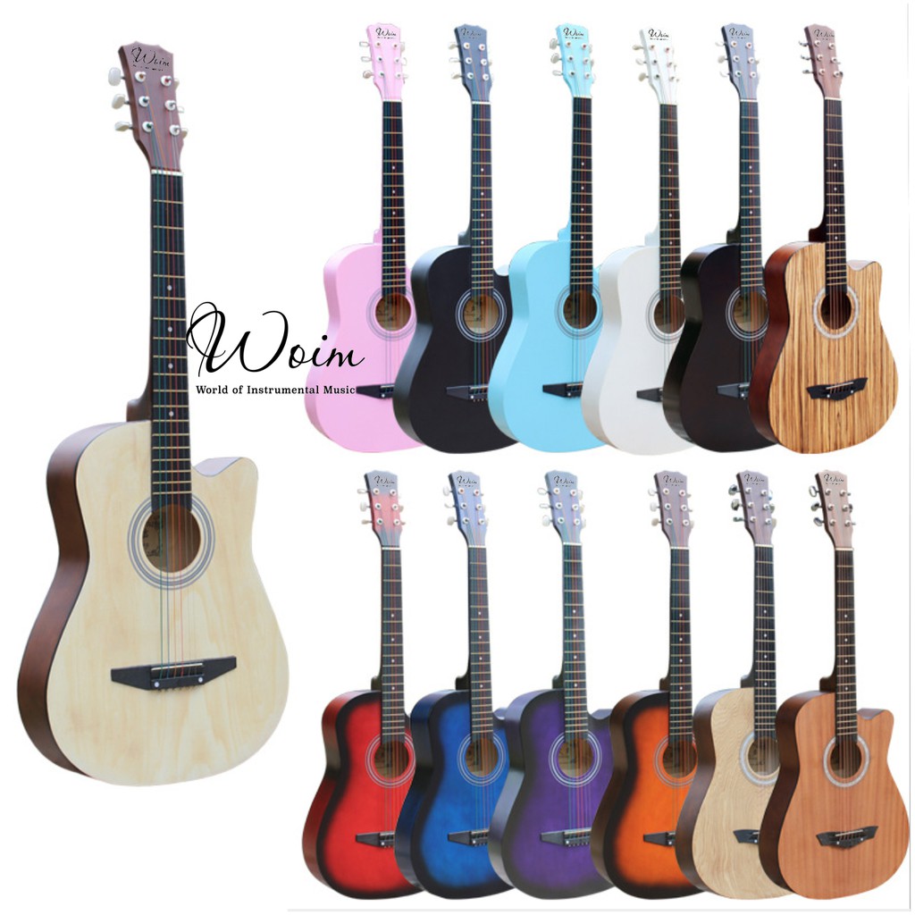 Đàn guitar dáng khuyết Woim màu đỏ GU11