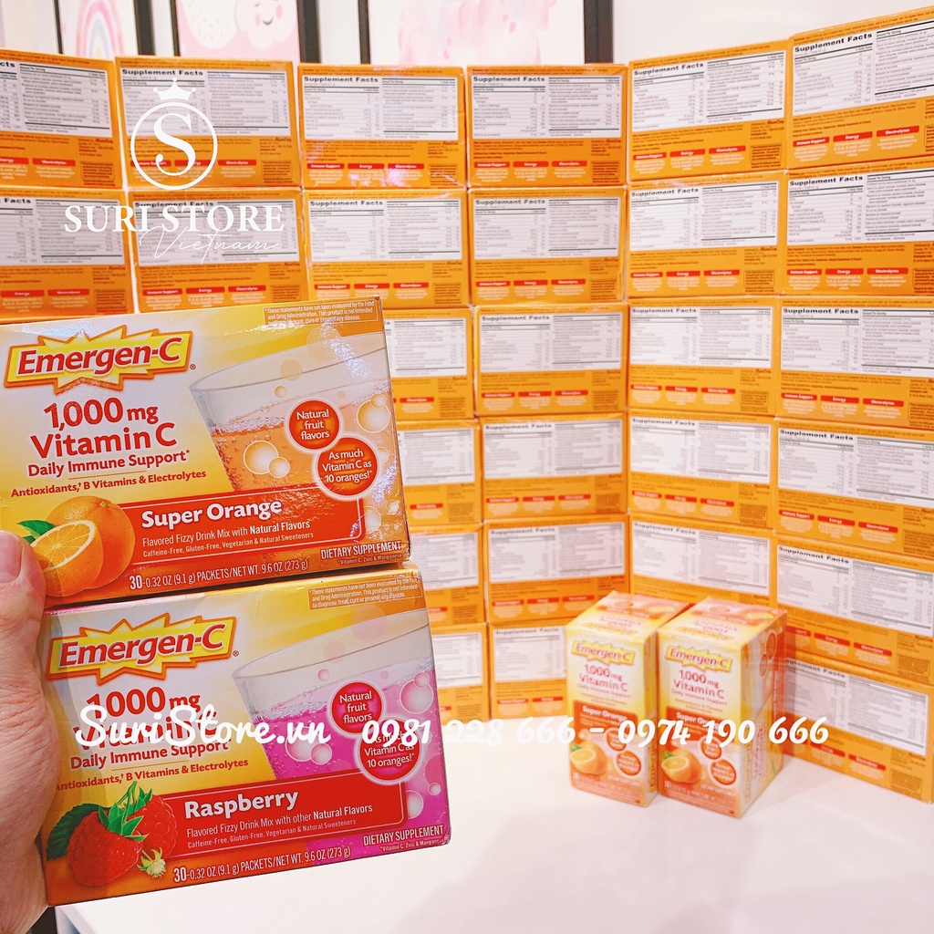 Bột pha Emergen-c 1000mg vitamin c sủi emergen America Mỹ 30 gói