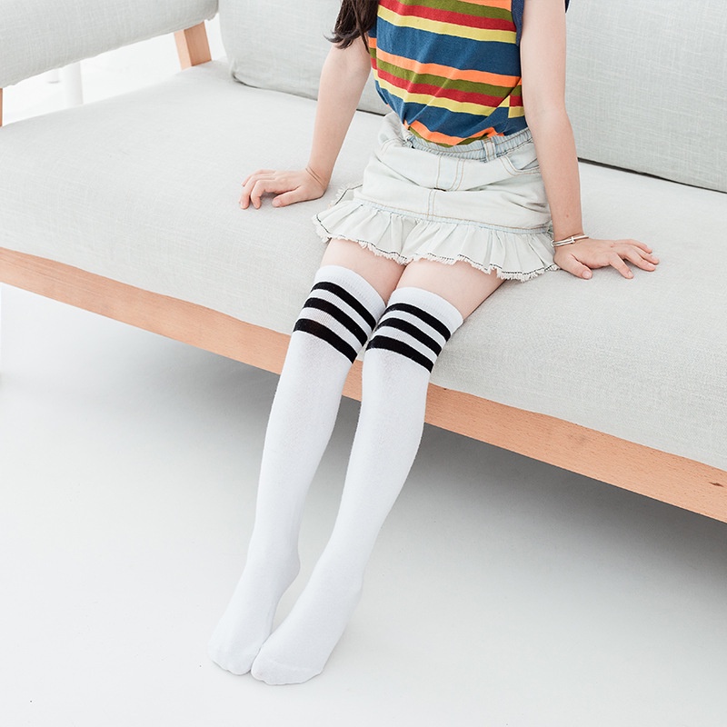 Vớ Cotton Dài Qua Gối Màu Trơn Thoải Mái Cho Bé Gái Từ 1-12 Tuổi