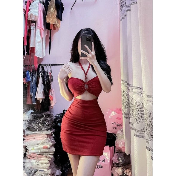 ĐẦM BODY DÂY BUỘC KHOEN TRÒN CÚP NGỰC HỞ BỤNG SEXY