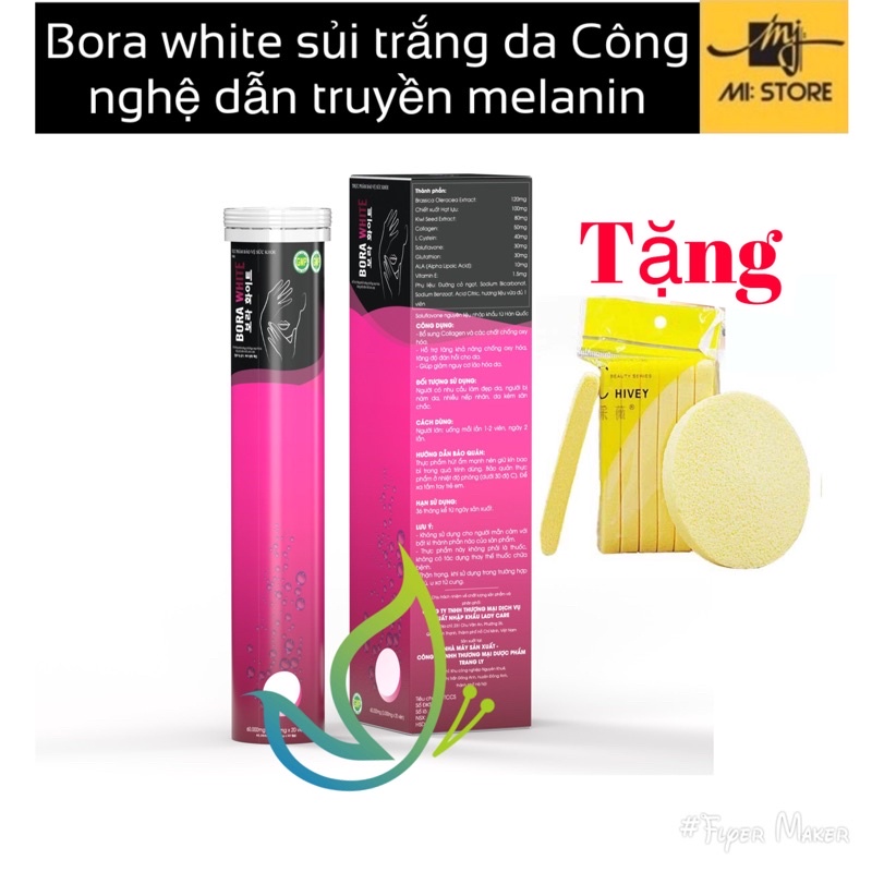 Viên sủi Bora White trắng da ngừa lão hoá, bảo vệ da ngăn ngừa mụn, hết nhăn xoá nám