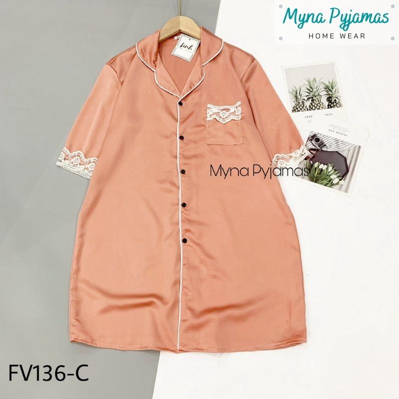 Váy Ngủ Satin Trơn Pha Ren , Thoáng Mát , Siêu Xinh