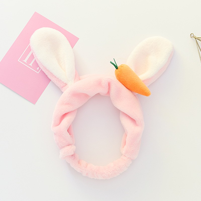 Băng đô Vải nhung TAI THỎ 3D phiên bản mới - đính củ cà rốt đáng yêu
