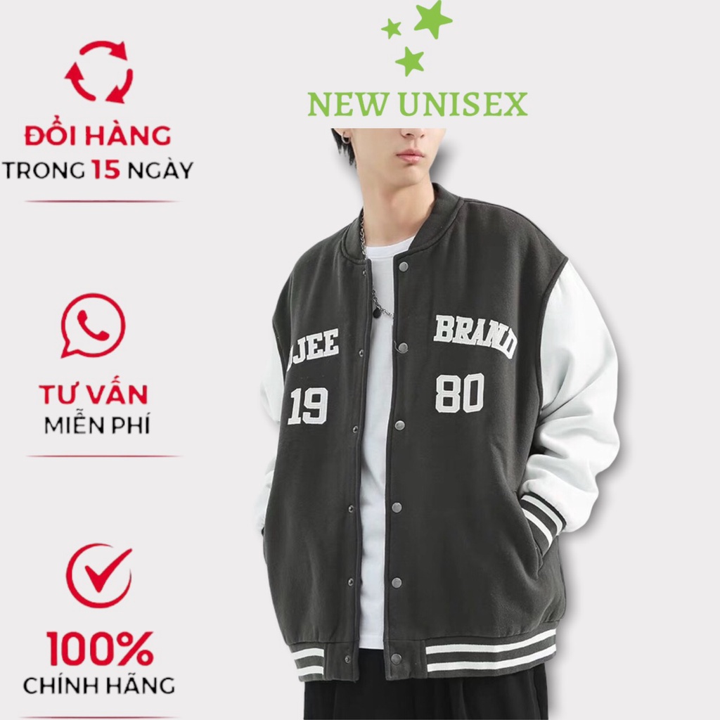 Áo Khoác Nam Nữ Bomber Nỉ Ngoại 2 Lớp Lót Dù Thêu Họa Tiết Chữ Số 18 90 Phối Tay Siêu Phẩm