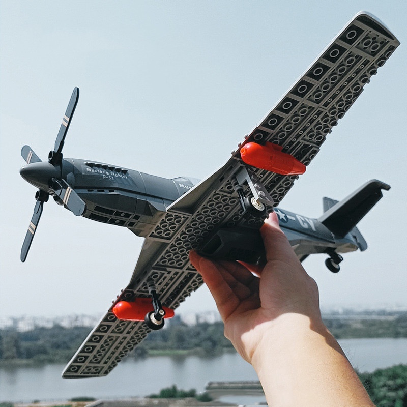 （CÓ SẴN）Đồ chơi lắp ráp mô hình wange 4006 máy bay chiến đấu Mustang fighter P-51