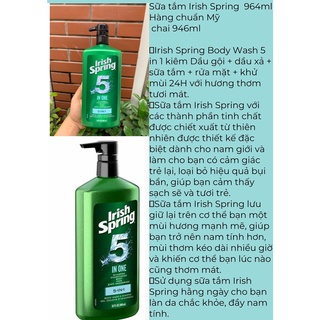 Sữa Tắm nam Irish Spring 946ml Original