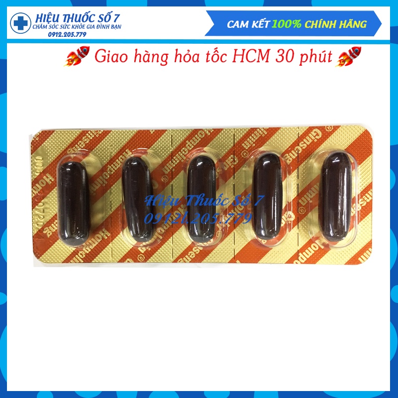 Hompolimin Ginseng TV.Pharma hộp 60 viên cung cấp vitamin và muối khoáng 12 vỉ x 5 viên