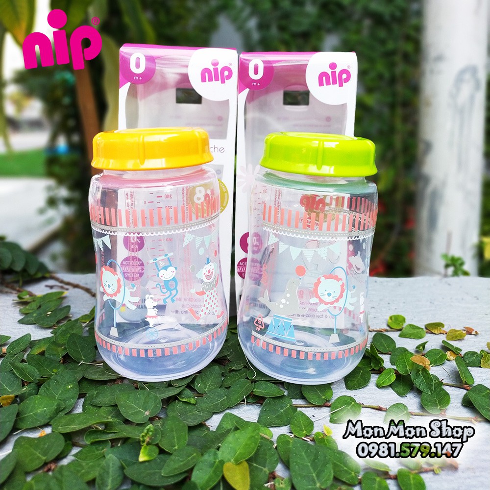 Bình trữ sữa, bình đựng sữa mẹ cổ rộng NIP nhập khẩu Đức 250ml/260ml ( tương thích Pigeon, Lansinoh, Toom,...)