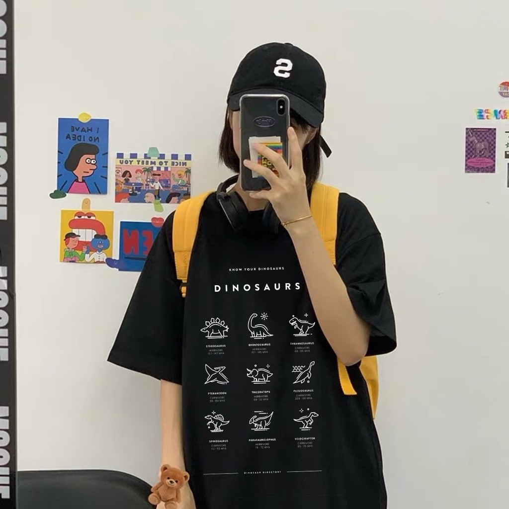 Áo thun tay lỡ  DINOSAURS  phông Unisex nam nữ tee oversize form rộng pull Ulzzang Streetwear Hàn Quốc vải mềm