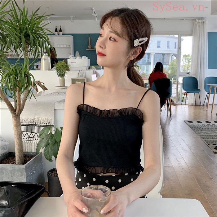 Áo croptop 2 dây kiểu hàn quốc phong cách mùa hè