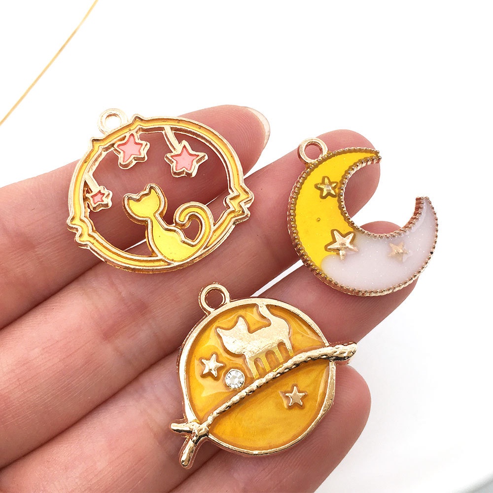 Mặt phụ kiện trang sức vòng tay bằng hợp kim thiết kế trăng sao mặt trời nhỏ