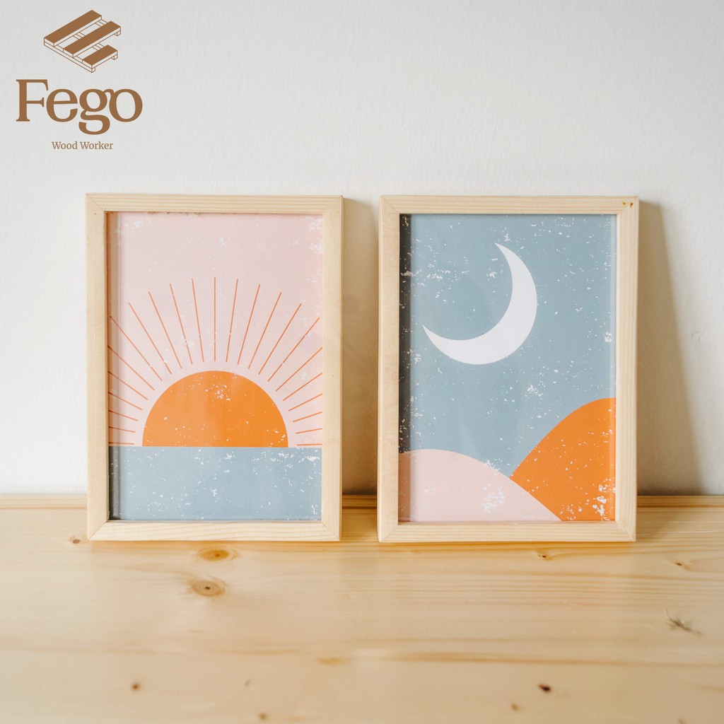Khung ảnh 2 mặt để bàn FEGO A3, A4, A5 bằng gỗ (kèm 2 mặt mica trong) treo tường trang trí decor nhà cửa