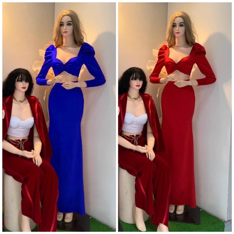 MS1265Y SET ÁO ĐẦM HỞ BỤNG SEXY ĐÍNH DÂY Đ_Á