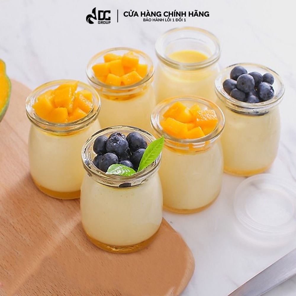 Set 12 Cốc Làm Sữa Chua, Hũ Đựng Sữa Chua Thủy Tinh Loại Cao Cấp 100ml, Lọ Làm Pudding An Toàn Bền Đẹp