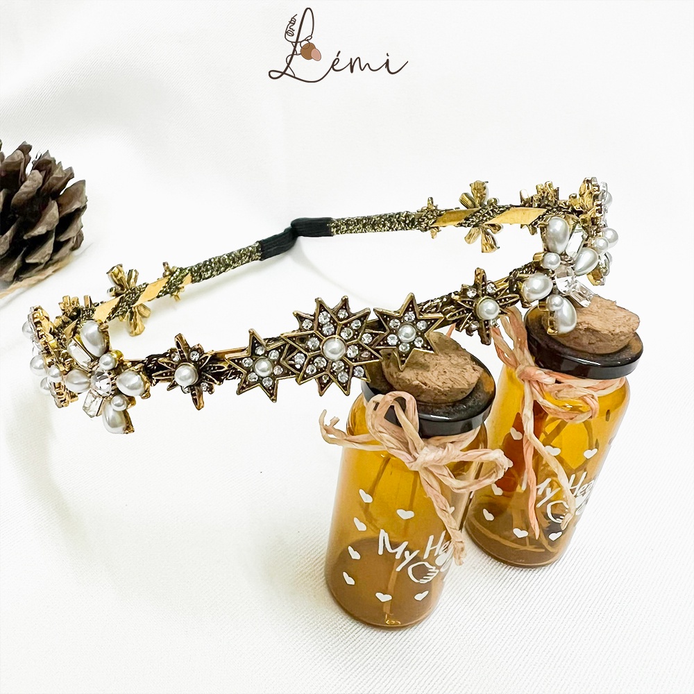 Bờm tóc đính đá cài tóc hình bông hoa hàng loại 1 chắc chắn, thời trang Hàn Quốc Lemi Accessories
