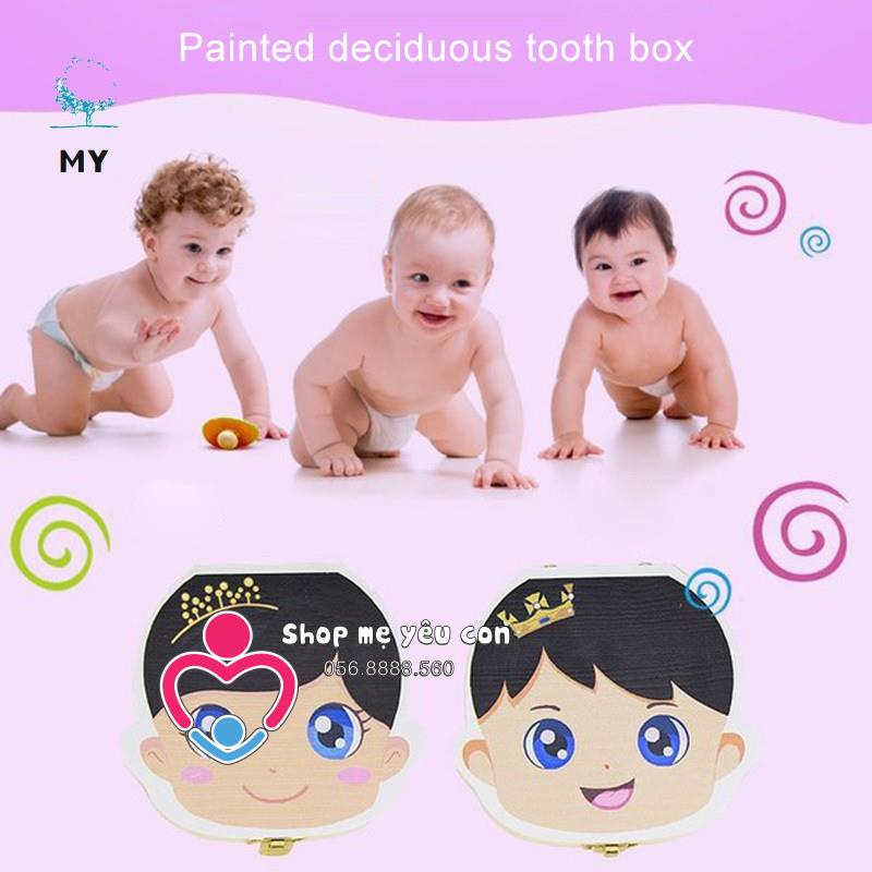 Hộp gỗ đựng răng sữa lưu trữ răng rụng cho bé
