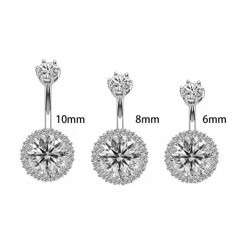 Khuyên Rốn Đính Đá Zircon Bằng Bạc S925 Phong Cách Âu Mỹ Cá Tính