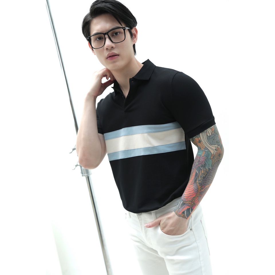 A/G Áo Polo Nam Có Cổ Trắng Đen Phối Sọc Ngang Phom Slimfit Chất Liệu Cotton Thoáng Mát Phong Cách Trẻ Trung | BigBuy360 - bigbuy360.vn
