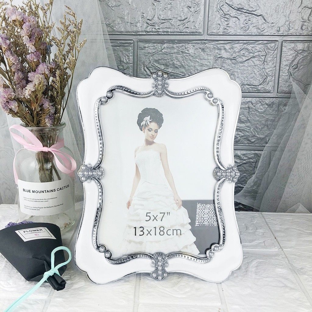 Khung ảnh để bàn viền đá khảm hạt