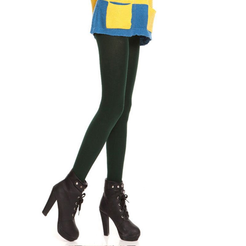 Youyo Quần Bít Tất Nhung Dày Lưng Cao Co Giãn Màu Trơn Giữ Ấm Dành Cho Nữ