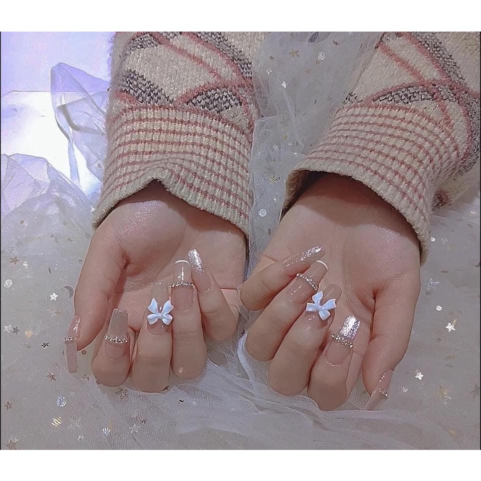 Set charm nơ trắng đen trang trí móng THIÊN DI NAIL