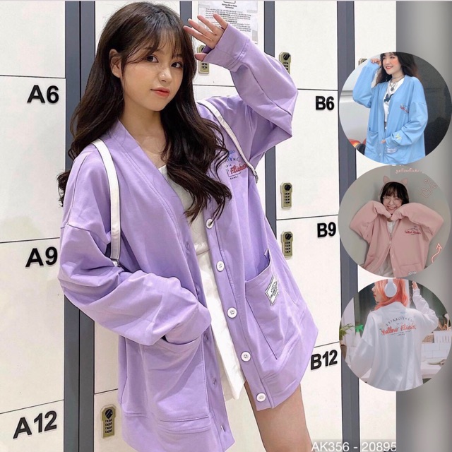 Áo Khoác Nữ Cardigan Nỉ Bông Dày Dặn Hàng QC Cao Cấp Áo Cardigan Nỉ in Yelloow Floocker - AK3356