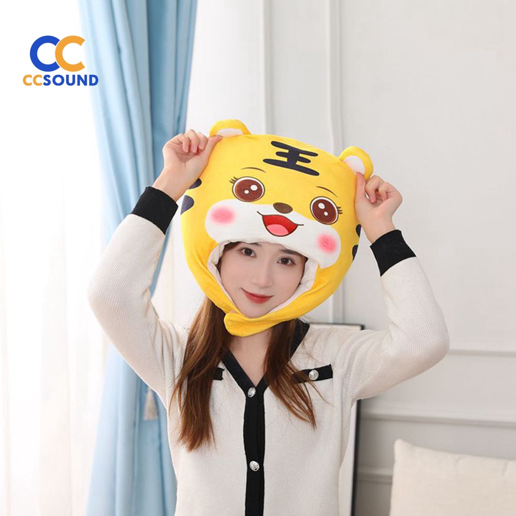 (Ccsound) Mũ Trùm Đầu Hình Con Hổ Bằng Vải Lông Cotton PP Mềm Mại Hợp Xu Hướng Dành Cho Bạn Gái