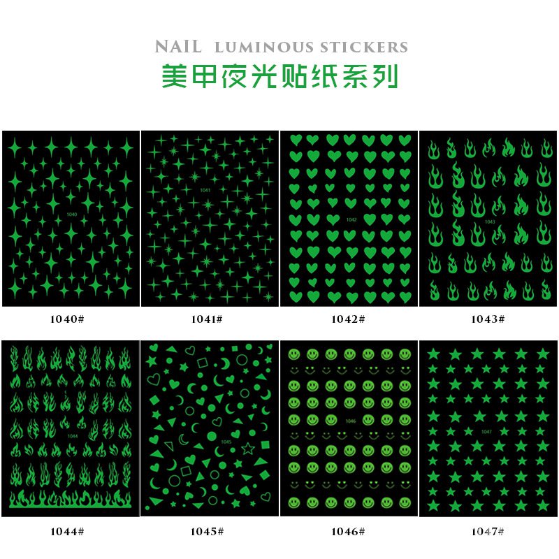 Hình dán dạ quang xinh xắn trang trí móng tay nghệ thuật