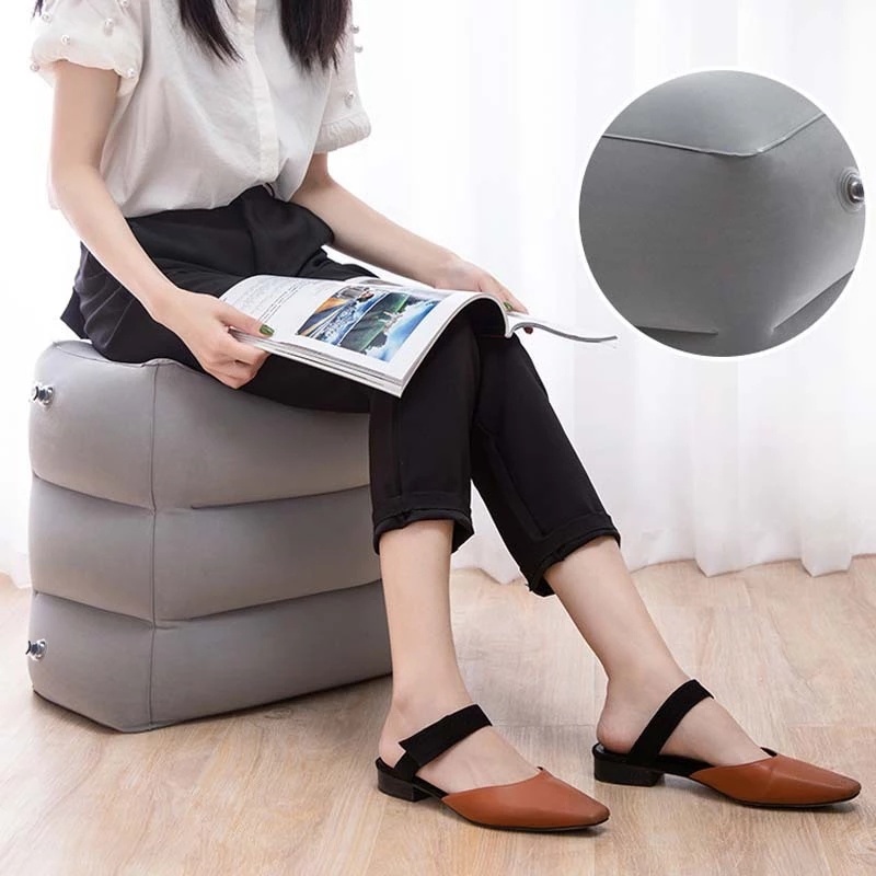 Gối Kê Chân Bơm Hơi Thiết Kế Gấp Gọn Có Thể Điều Chỉnh Chiều Cao Đa Năng Dùng Khi Đi Du Lịch / Máy Bay / Xe