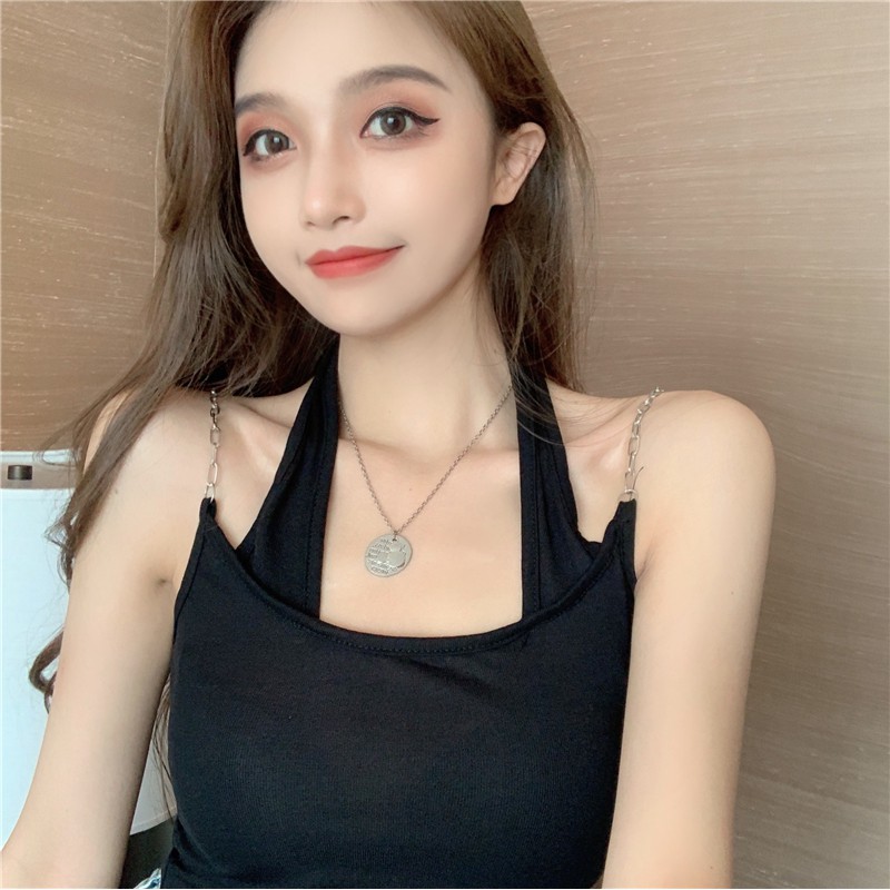 Cocory vn Áo Croptop Không Tay Màu Trơn Kiểu Dáng Xinh Xắn Hợp Thời Trang