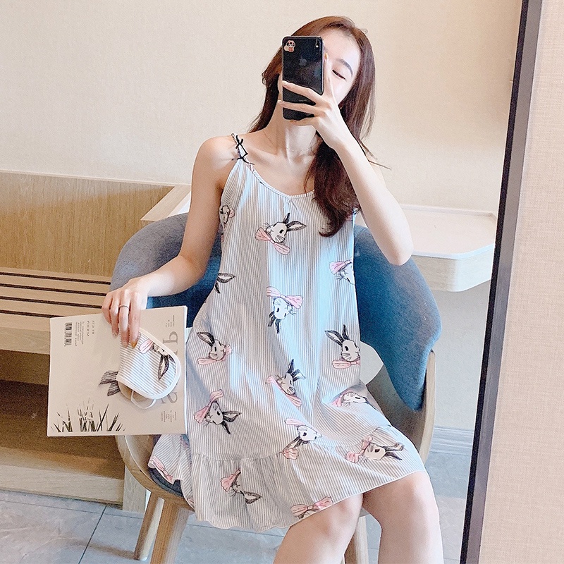 Đầm 2 dây mặc nhà hình thỏ cute Vn29