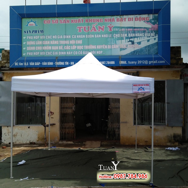 Nhà bạt di động 3mx3m hàng Việt Nam, lều bạt bán hàng ngoài trời đa năng (BẠT TRẮNG)