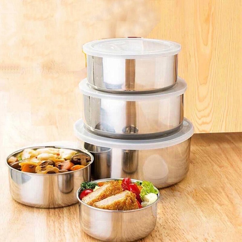 BỘ 5 HỘP ĐỰNG THỨC ĂN  LÀM BẰNG LÕI INOX 304 CAO CẤP GIỮ NHIỆT CỰC TỐT - HỘP CHIA THỰC PHẨM CÓ NẮP CHỐNG TRÀN CamCamHome