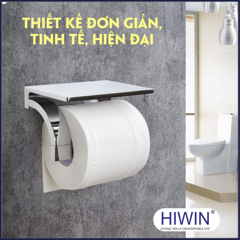 Lô giấy, hộp đựng giấy vệ sinh kèm giá để điện thoại chất liệu đồng mạ crom cao cấp HIWIN Y-11301