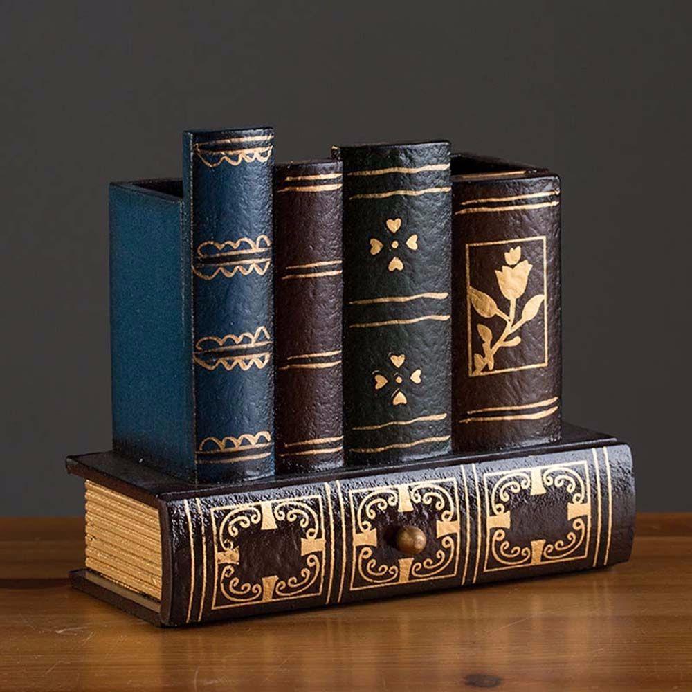 Hộp Đựng Bút Để Bàn Bằng Gỗ Phong Cách Vintage Ốp